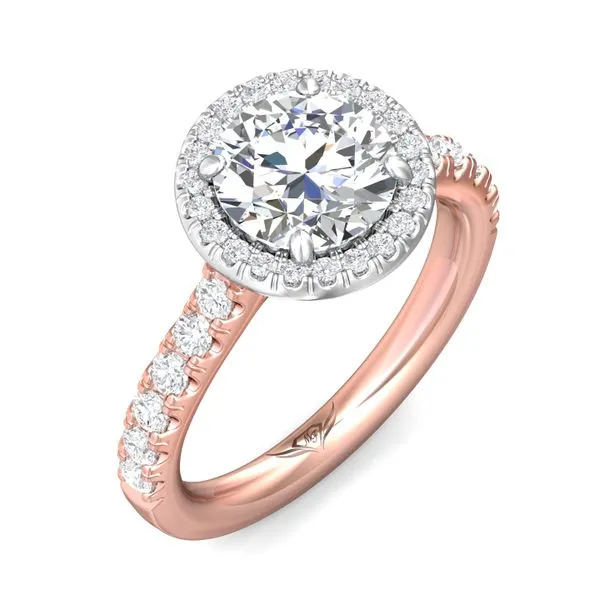 FlyerFit Micropave Halo 18K Pink Gold Shank And White Gold Top Engagement Ring H-I SI1 Image 5 Valentine's Fine Jewelry Dallas, PA