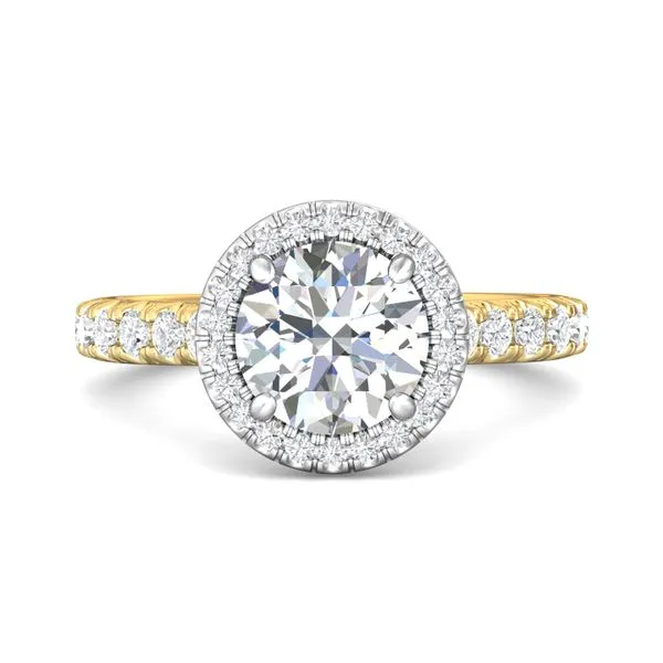 FlyerFit Micropave Halo 14K Yellow and 14K White Gold Engagement Ring H-I SI2 Valentine's Fine Jewelry Dallas, PA