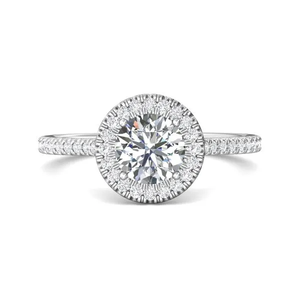 FlyerFit Micropave Halo 18K White Gold Engagement Ring H-I SI1 Valentine's Fine Jewelry Dallas, PA