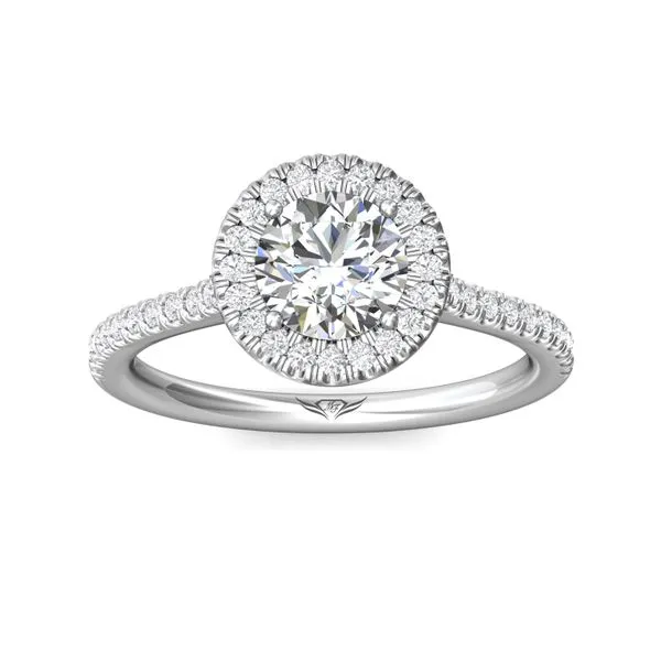FlyerFit Micropave Halo 18K White Gold Engagement Ring H-I SI1 Image 2 Valentine's Fine Jewelry Dallas, PA
