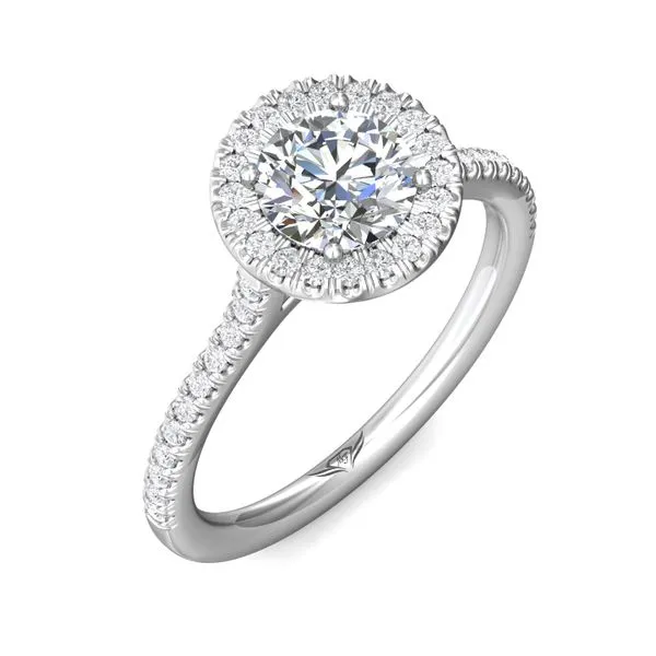 FlyerFit Micropave Halo 18K White Gold Engagement Ring H-I SI1 Image 5 Valentine's Fine Jewelry Dallas, PA