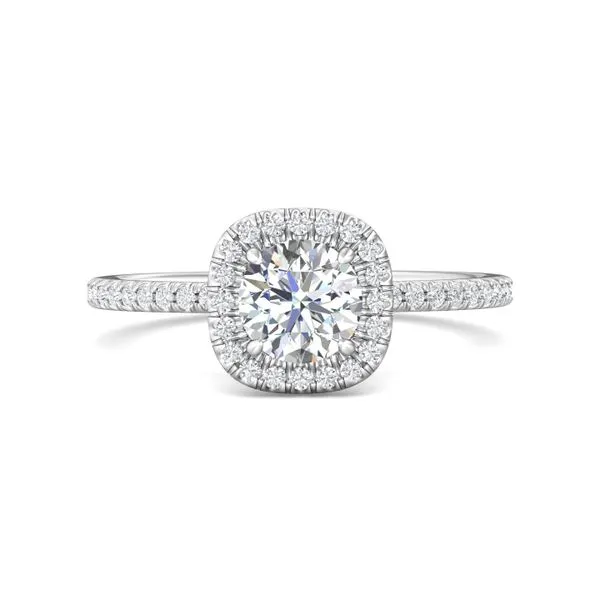 FlyerFit Micropave Halo 18K White Gold Engagement Ring H-I SI1 Valentine's Fine Jewelry Dallas, PA