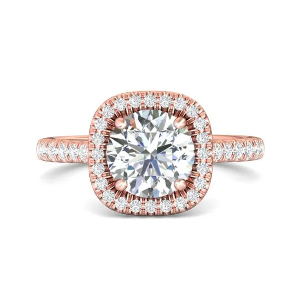 FlyerFit Micropave Halo 18K Pink Gold Engagement Ring H-I SI2 Valentine's Fine Jewelry Dallas, PA