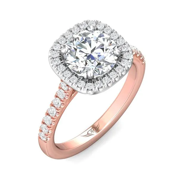 FlyerFit Micropave Halo 18K Pink Gold Shank And White Gold Top Engagement Ring H-I SI1 Image 5 Valentine's Fine Jewelry Dallas, PA
