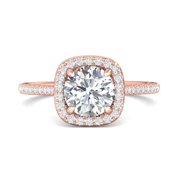 FlyerFit Micropave Halo 18K Pink Gold Engagement Ring H-I SI2 Valentine's Fine Jewelry Dallas, PA