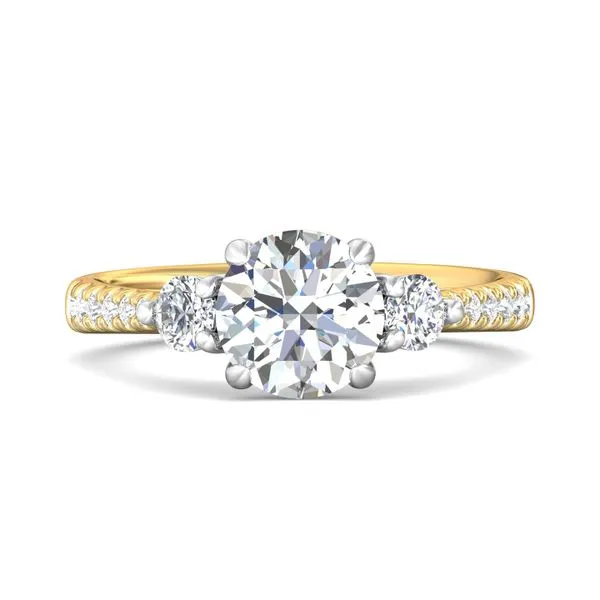 FlyerFit Three Stone 14K Yellow and 14K White Gold Engagement Ring H-I SI1 Valentine's Fine Jewelry Dallas, PA