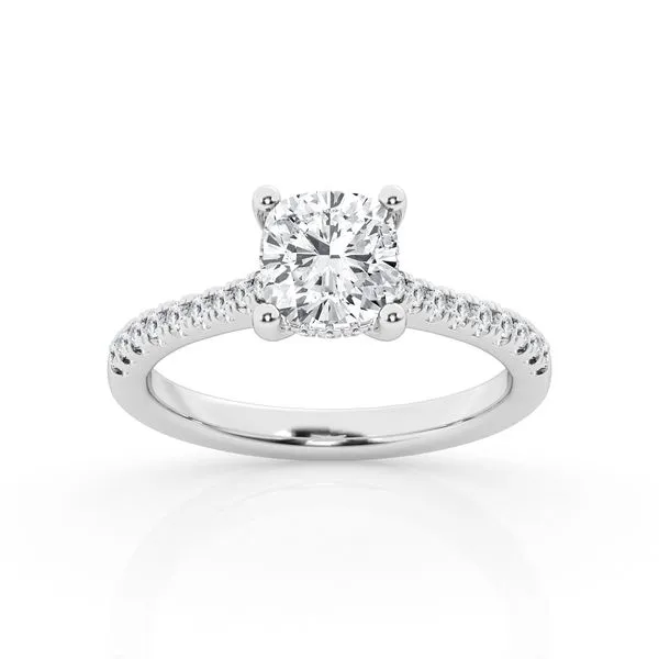 14K White Gold Halo Engagement Ring Image 2 Ellsworth Jewelers Ellsworth, ME