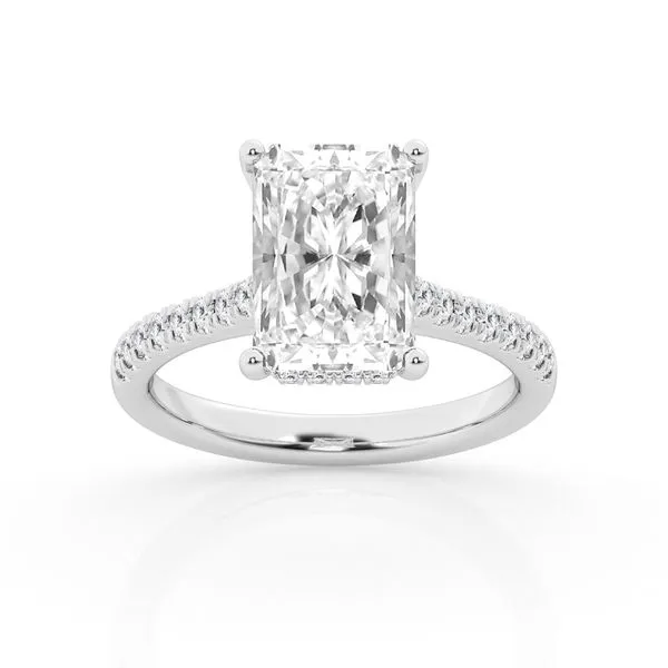 14K White Gold Halo Engagement Ring Image 2 Richard's Jewelry Berne, IN