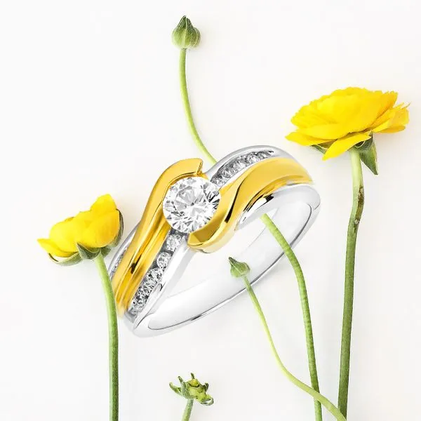 14k White & Yellow Gold Bridal Set Image 4 Atlanta West Jewelry Douglasville, GA