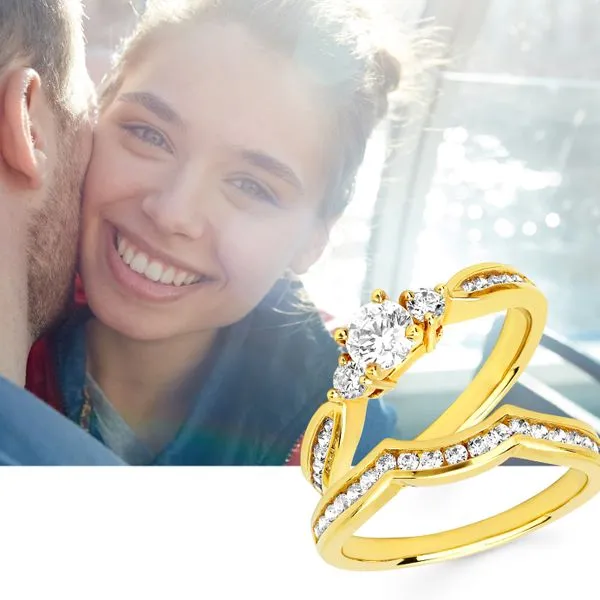 14k Yellow Gold Bridal Set Image 4 Whalen Jewelers Inverness, FL