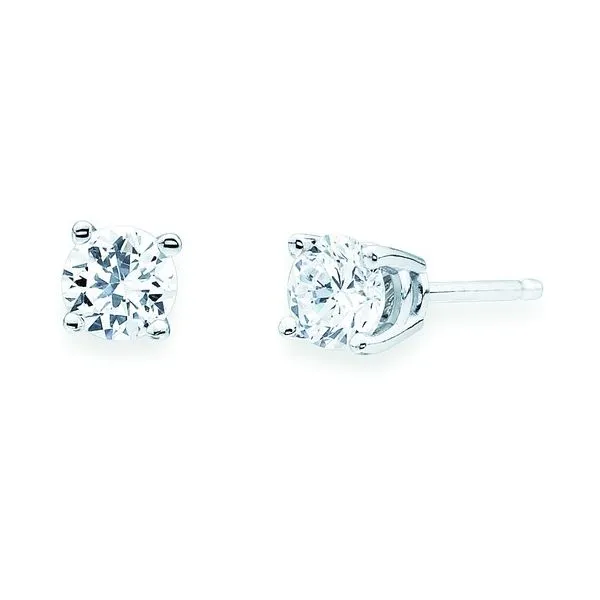 14k White Gold Solitaire Earrings Woelk's House of Diamonds Russell, KS