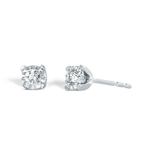 14k White Gold Solitaire Earrings Mead Jewelers Enid, OK
