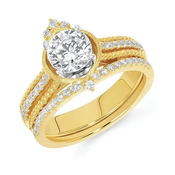 14k Yellow Gold Bridal Set Long Jewelers Chesapeake, VA