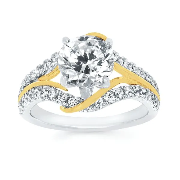 14k White & Yellow Gold Bridal Set Image 2 Jim's Jewelers Tyler, TX