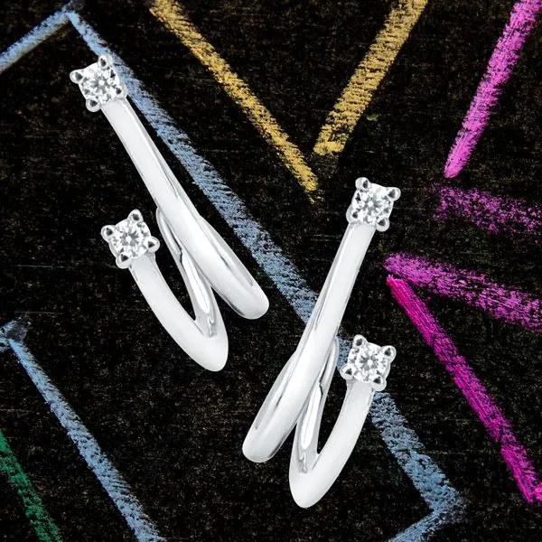 14k White Gold Diamond Earrings Image 2 Pfaff Jewelers Grandville, MI