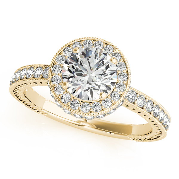 18K Yellow Gold Round Halo Engagement Ring