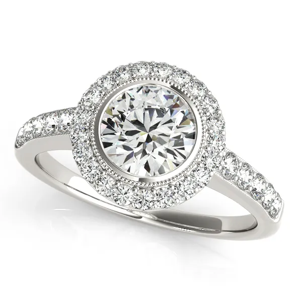 Platinum Round Halo Engagement Ring