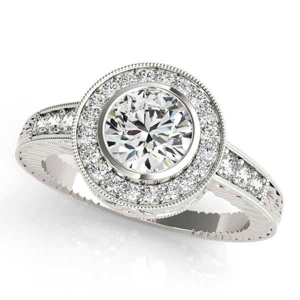 Platinum Round Halo Engagement Ring