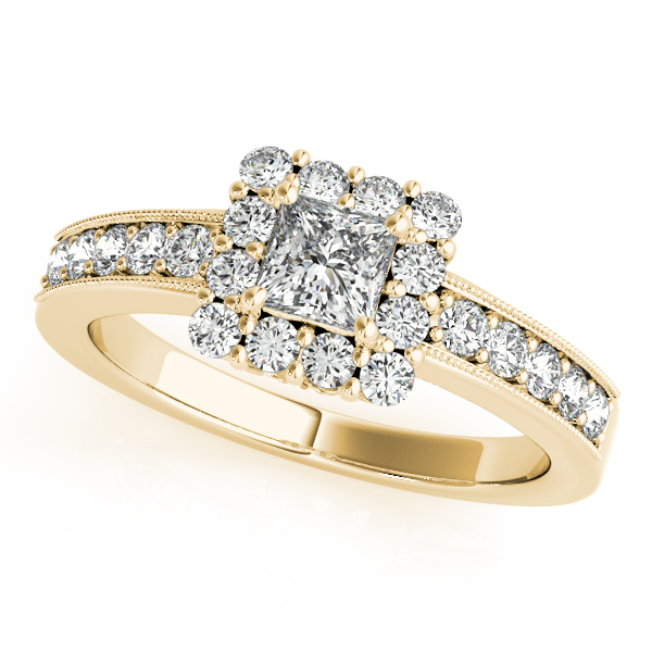 14K Yellow Gold Halo Engagement Ring