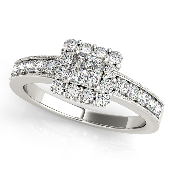 10K White Gold Halo Engagement Ring