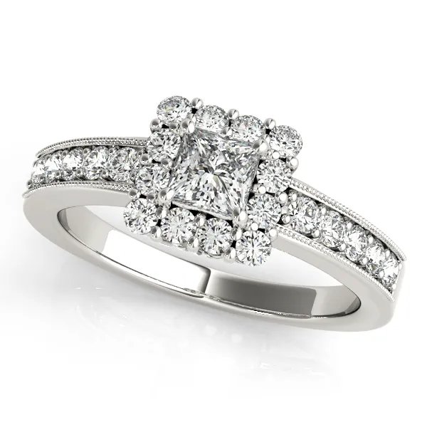 14K White Gold Halo Engagement Ring Chandlee Jewelers Athens, GA