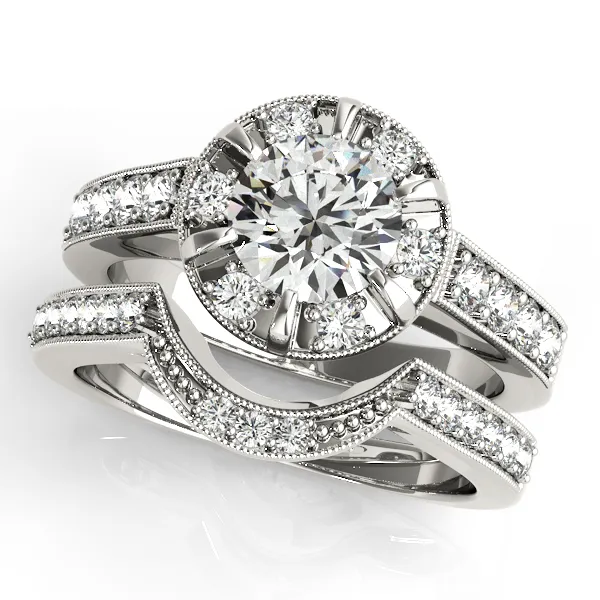 10K White Gold Round Halo Engagement Ring Image 3 Michele & Company Fine Jewelers Lapeer, MI