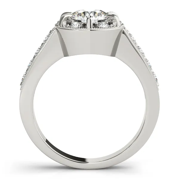10K White Gold Round Halo Engagement Ring Image 2 Michele & Company Fine Jewelers Lapeer, MI