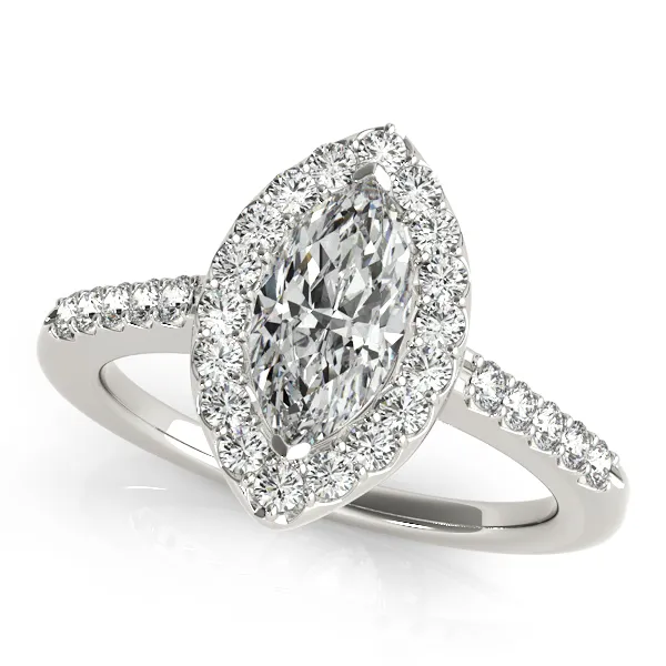 18K White Gold Halo Engagement Ring West and Company Auburn, NY