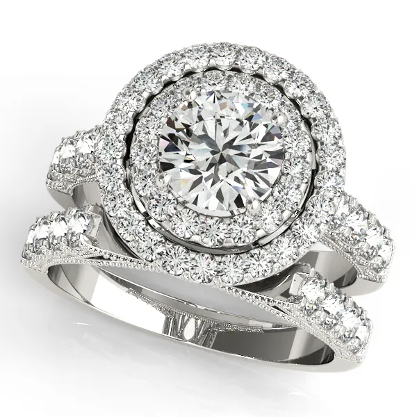 10K White Gold Round Halo Engagement Ring Image 3 Michele & Company Fine Jewelers Lapeer, MI