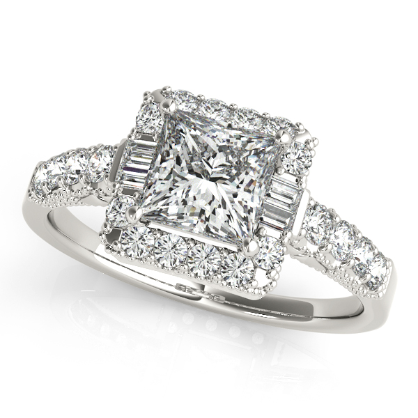 10K White Gold Halo Engagement Ring