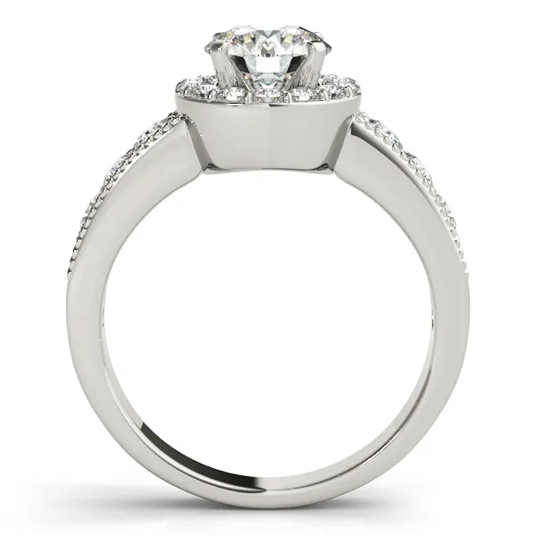 14K White Gold Round Halo Engagement Ring Image 2 West and Company Auburn, NY