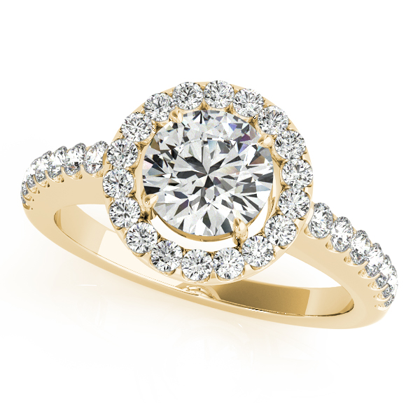 14K Yellow Gold Round Halo Engagement Ring