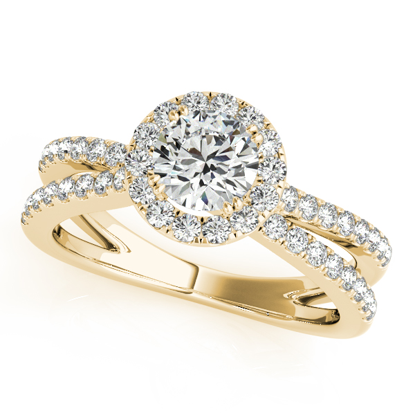 14K Yellow Gold Round Halo Engagement Ring