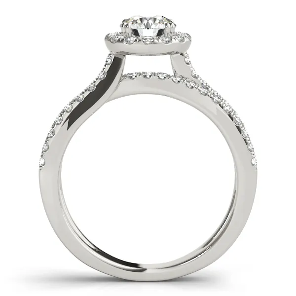 14K White Gold Round Halo Engagement Ring Image 2 Hingham Jewelers Hingham, MA