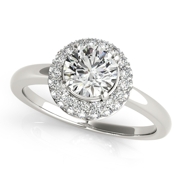 10K White Gold Round Halo Engagement Ring