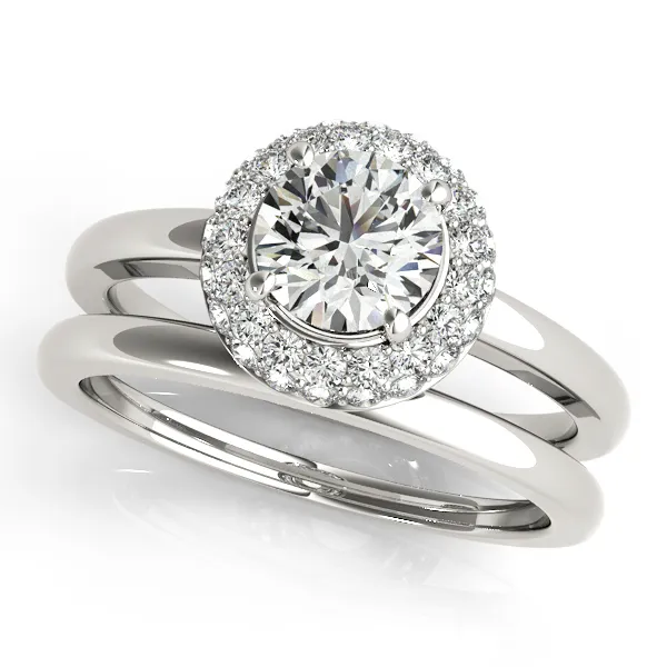 Platinum Round Halo Engagement Ring Image 3 West and Company Auburn, NY