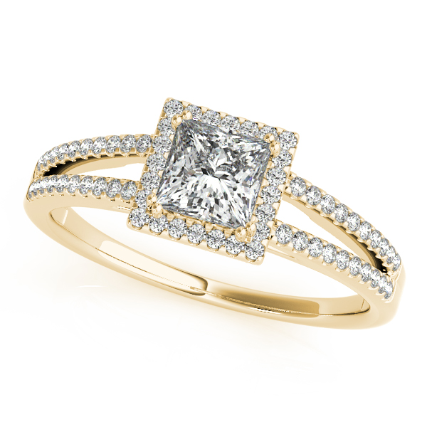 14K Yellow Gold Halo Engagement Ring