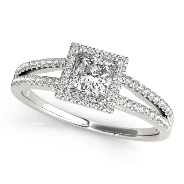 18K White Gold Halo Engagement Ring Hingham Jewelers Hingham, MA