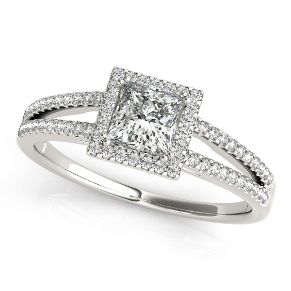 18K White Gold Halo Engagement Ring