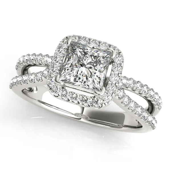 14K White Gold Halo Engagement Ring Hingham Jewelers Hingham, MA