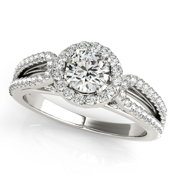 18K White Gold Round Halo Engagement Ring