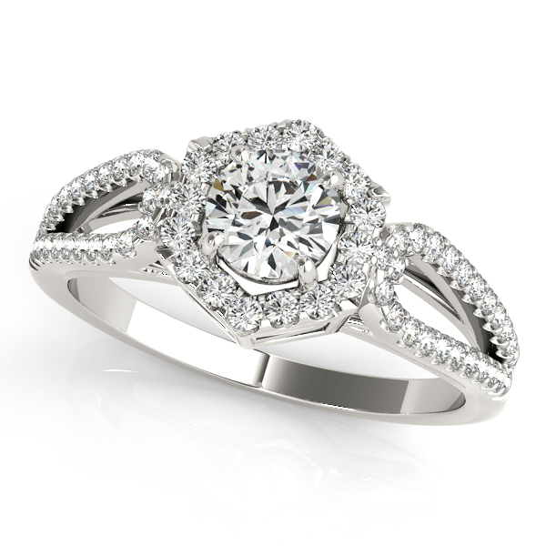 Platinum Round Halo Engagement Ring