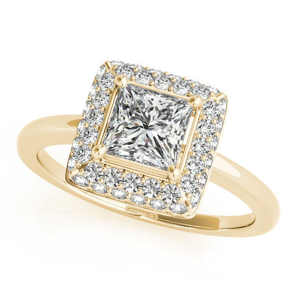 18K Yellow Gold Halo Engagement Ring