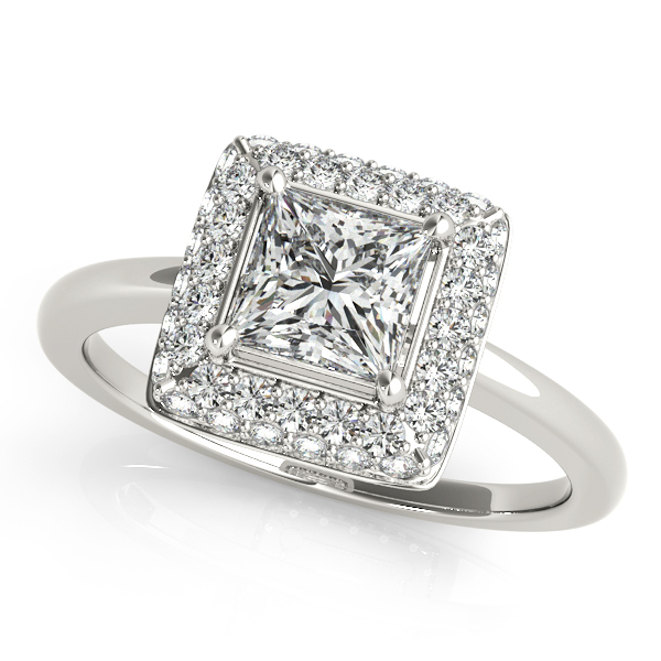 10K White Gold Halo Engagement Ring