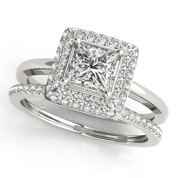 14K White Gold Halo Engagement Ring Image 3 Hingham Jewelers Hingham, MA