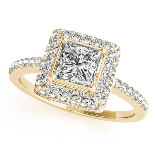 18K Yellow Gold Halo Engagement Ring