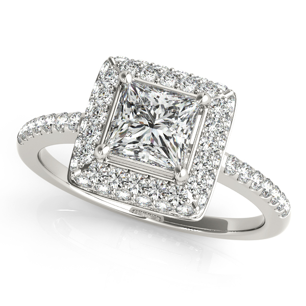 14K White Gold Halo Engagement Ring
