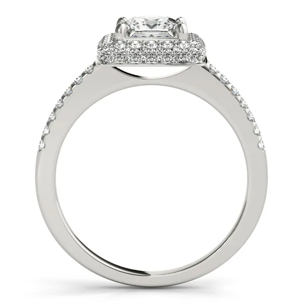 14K White Gold Halo Engagement Ring Image 2 Hingham Jewelers Hingham, MA