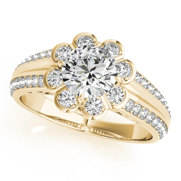 18K Yellow Gold Round Halo Engagement Ring