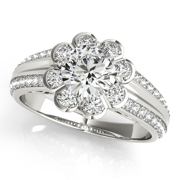Platinum Round Halo Engagement Ring